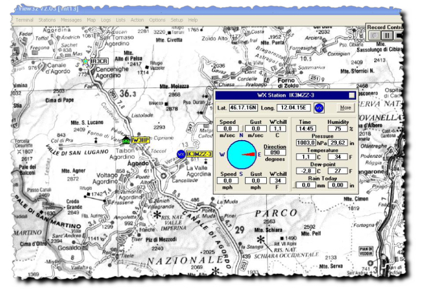 Cartina topografica Stazione meteo Col Cugnago